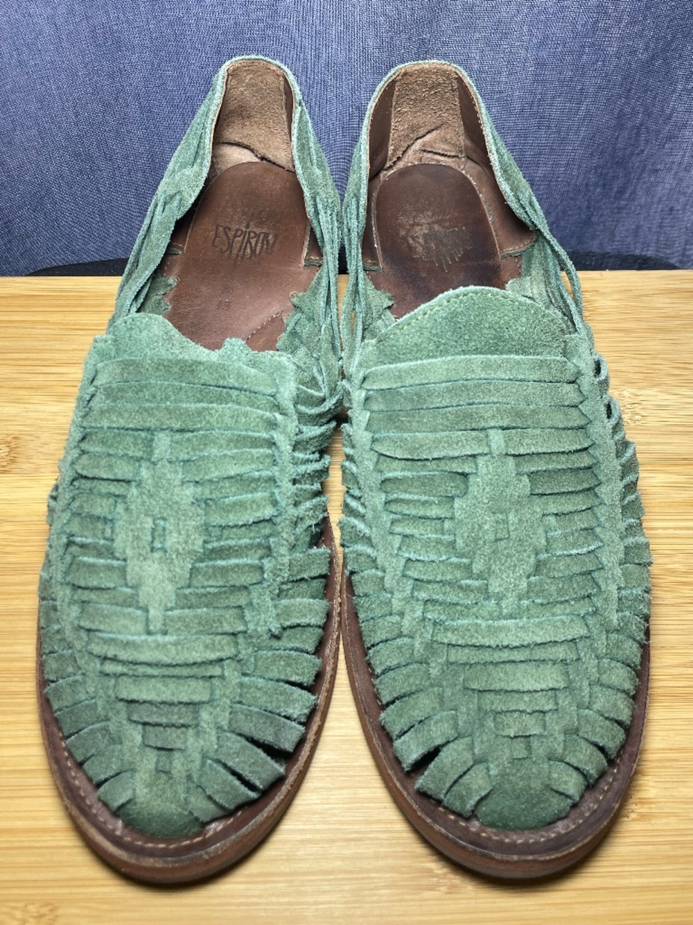 Espiritu Huarache Sandals Shoes Forest Green Suede Slip On Men's 13 Suede Rare!